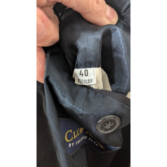 Club Room By Charter Club 40R Navy Blue Wool Gold Button Blazer Preppy Old Money - Picture 11 of 14